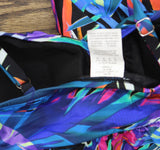 Swim Solutions Tropical Leaves Bow-Front Swim One Piece Dress Black / Multi 16