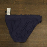 Bar III Wave Solids Smocked V-Waist High-Leg Bikini Bottom Near Nautical Blue XL