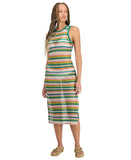 Miken Striped Low-Back Dress Swim Cover-Up I9083K795 Ivory / Green XS