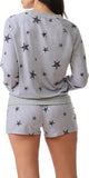 Splendid Womens Knit Pajama Lounge Shorts R87D733 Gray Stars XL