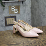 Jones New York Womens Slingback Block Heel Pumps Croc Blush Pink 6.5M