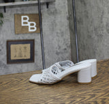 Calvin Klein Womens Block Heel Brianny Woven Slip-on Sandals Light Blue 6.5M