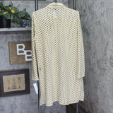 Carmen Marc Valvo Crochet Tunic Swim Cover Up Button Up Shirt Clay Brown L