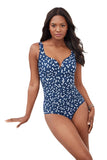 Miraclesuit Soft Cup Tummy Control One Piece Swimsuit Midnight Blue / White 8