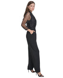 Halston Womens Sequined Embellished Jumpsuit HD4I1AUL Black 16