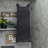 DKNY Petite Sleeveless Studded Cowl-Back Side Zip Dress Black / Silver 6P