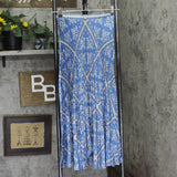 Sandro Womens Leianne Pleat Midi Skirt Ciel Blanc Blue Multi EUR 36 (US Small)