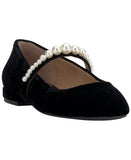 On 34th Womens Sarrya Pearl Mary-Jane Flats 10019682600 Black Velvet 5.5M