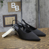 A New Day Womens Simone Rhinestone Ball Satin Block Heels 94660892 Black 6M
