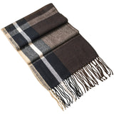 Alpine Swiss Mens Plaid Scarf Soft Winter Fringe 87987642 Brown Navy Multi