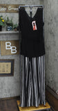 Nina Leonard Womens Popover Tunic and Palazzo Pant Jumpsuit 703533 Black L