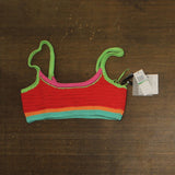 Beach Riot Womens Crochet Milana Bikini Swim Top BR61705S6 Aqua Have Red Multi L