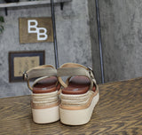 Mia Womens Ophidia Round Toe Strappy Sandal GS1591002 Taupe Brown 8M