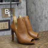 Michael Michael Kors Womens Lawson Open Toe Heels Booties Luggage Brown 6M