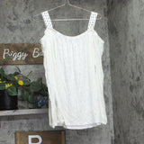 Belldini Linen Blend Studded Cold Shoulder Knit Top White / Silver L