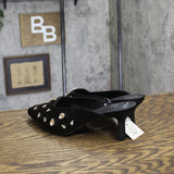 A New Day Katia Rhinestone Teardrop Satin Mule Heels 94663382 Black 8.5M