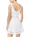 B Darlin Juniors Textured Crochet-Trim Fit & Flare Dress White 3/4
