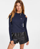 Tommy Jeans Women's Cold-Shoulder Long-Sleeve T-Shirt T2HH0EHH