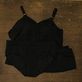 Susan Graver Tiered 3-Piece Tankini Set with Swim Skirt & Brief Black 24W