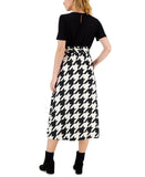Anne Klein Women's Mixed-Media Houndstooth Midi Dress 10849469