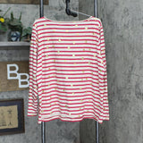 Basic Editions Womens Long Sleeve Polka Dot Knit Blouse Shirt Top 2395-15
