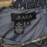 J Kara Womens Embellished Jewel Neck Cocktail Sheath Dress Dark Aqua Blue 8