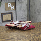 A New Day Gwen Rhinestone Bow Heels Velvet 94656736 Burgundy Red 6.5M