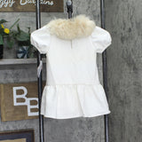 Hello Kitty Girls Lined A-Line Sheath Dress with Faux Fur Collar Off White 3T