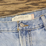 Levi's Upcycle Crochet 550 Baggy Straight Leg Jeans Light Blue See Measurements