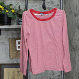Splendid Womens Long Sleeve Back Button Knit Shirt Top Red / White Stripe XL