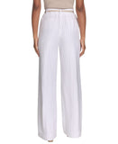 Calvin Klein Womens Pinstriped Belted Pleated Linen Blend Pants Khaki White 16