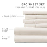 Home Collection 6-Piece Solid Microfiber Bed Sheet Set Ivory Off White Full