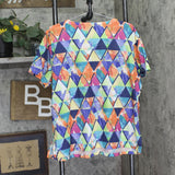 Alfred Dunner Pleated Studded Neck Blouse Top Blue Multi 1X