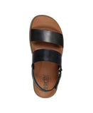 Earth Womens Leah Round Toe Strappy Casual Flat Sandals ETLEAH Black Leather 9M