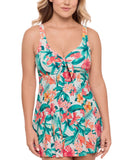 Swim Solutions Bow Front Swimdress One Piece 807158 Tropic Twist White Multi 16