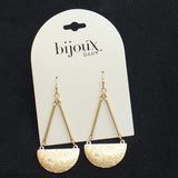 Bijoux Bar Half Moon Floral Etched Teardrop Dangle Earrings Gold Yellow 2.50"