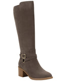 Style & Co. Womens Uticaa Belt Heel Boots Dark Taupe Microsuede Brown 7M