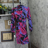 Tahari ASL Womens Printed Faux-Wrap Dress DEM643-T4 Black Cobalt 2