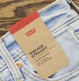 Levi's Womens Ribcage Straight Full Length Jeans Button Fly All Alone Blue 24x32