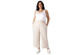 Black Tape Plus Size Cropped Linen Blend Wide-Leg Pants Sand Dollar Brown 1X