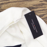 Tommy Hilfiger Womens Rib Knit Sleeveless Polo Shirt Ivory White / Midnight XL