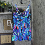 Swim Solutions Tropical Leaves Bow-Front Swim One Piece Dress Black / Multi 16
