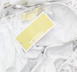 Michael Michael Kors Womens Plus Size Metallic-Print Flare-Sleeve Top White 1X