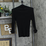 Belldini Womens Quarter Length Zipper Polo Sweater BS235289X Black 1X