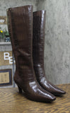 INC International Concepts Knee-High Boots with Kitten Heel Brown Croc 7.5M