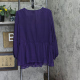 City Chic Womens Trendy Plus Size Wild Dobby V-neck Top Petunia Purple 24W