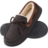 Rockdove Mens Samuel Sherpa Lined Moccasin Slipper Coffee Brown 10