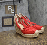 INC International Concepts Womens Merryy Espadrille Wedge Sandals Red 8M