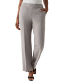 Kasper Straight Leg Pocketed Pull On Elastic Back Trouser Pants Pebble Gray L