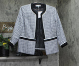 Kasper Womens Open-Front Piped-Trim Tweed Jacket Blazer 10924393 Blue Multi 6